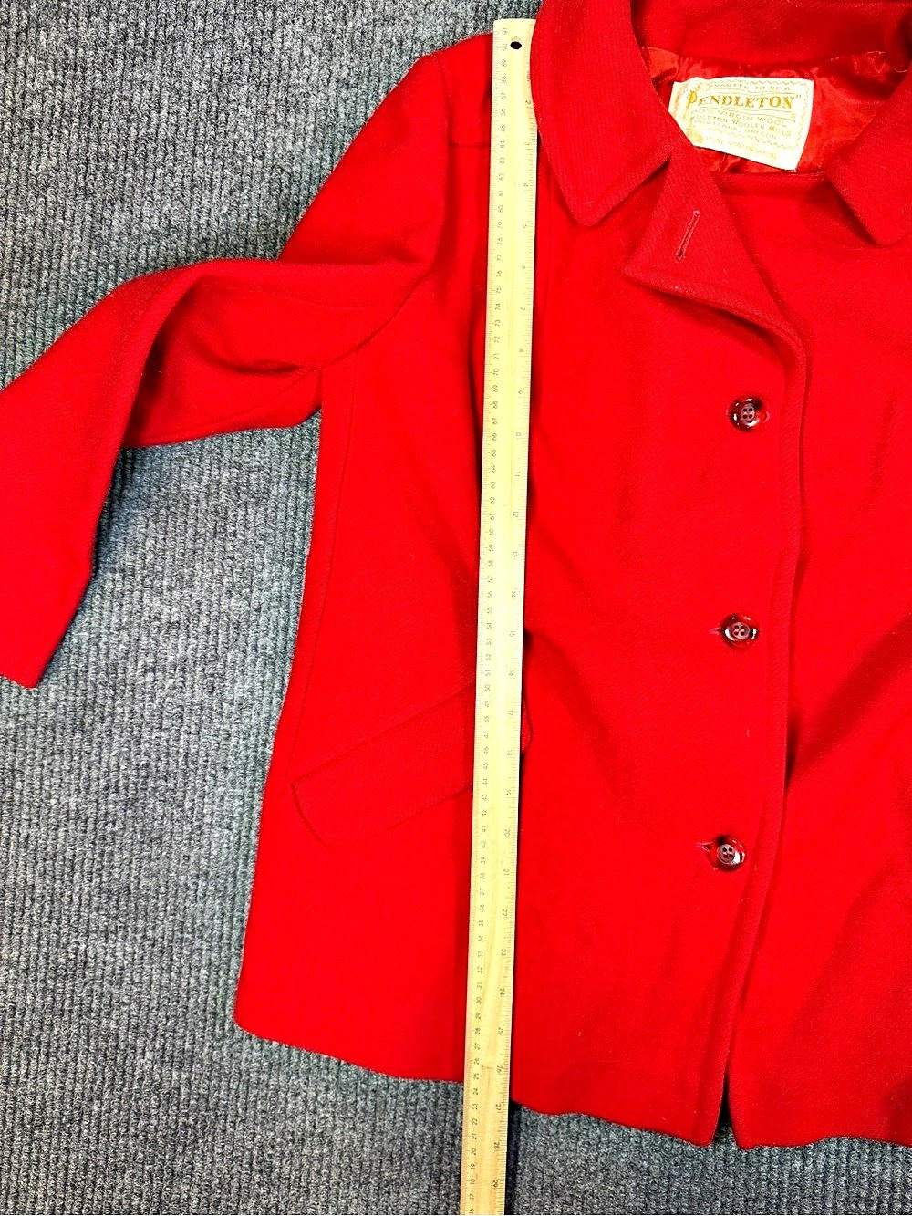 Pendleton Red Wool Pea Coat - Picture 6 of 11